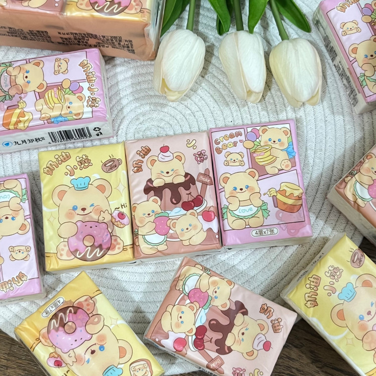 دستمال کاغذی جیبی ۷ تایی با طرح پرینت شده مدل sweet bear